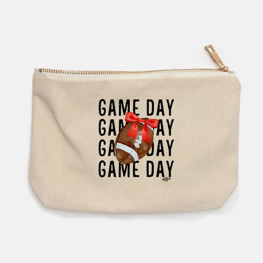 Game Day Football Canvas Zip Pouch