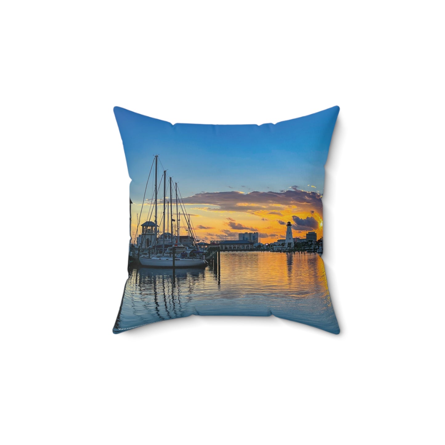 "Blue Sunset" Gulfport, MS Photography Pillow