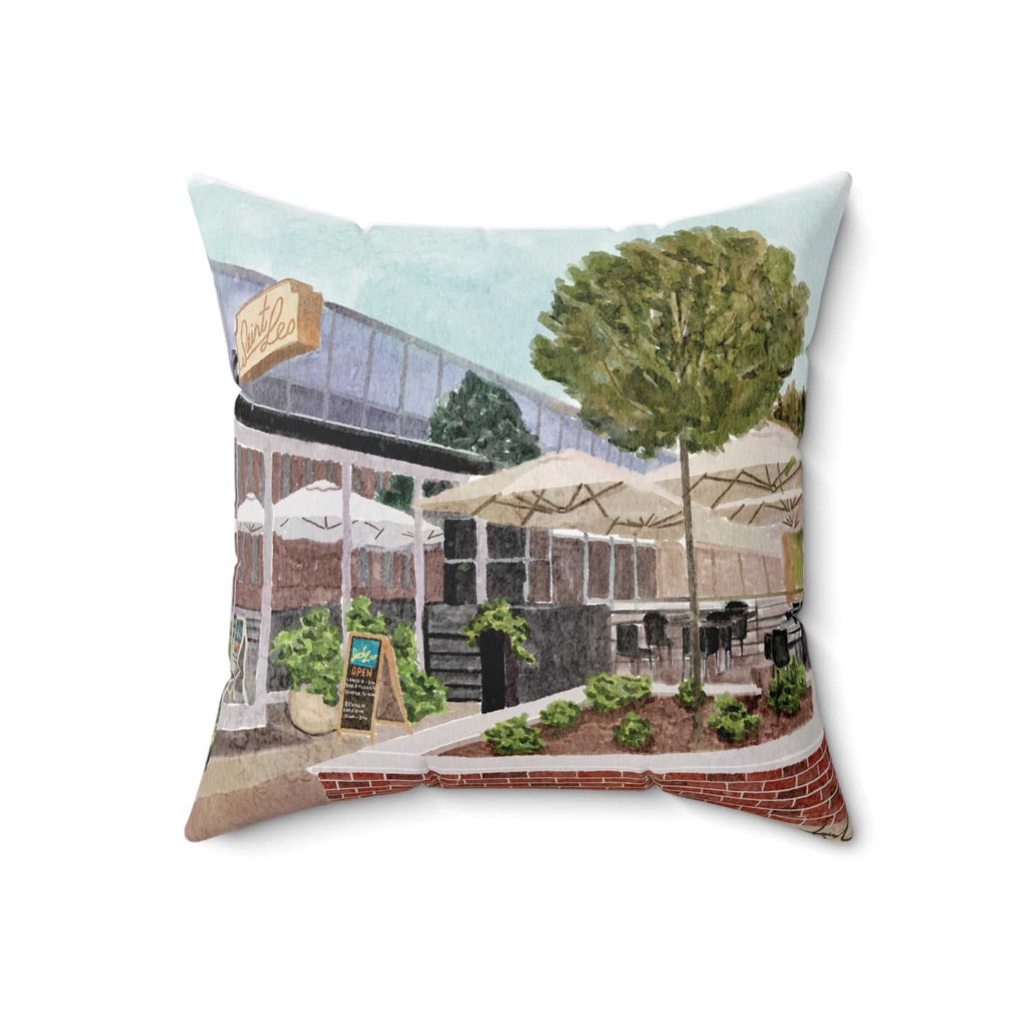 Saint Leo Restaurant Oxford MS Watercolor Art Pillow