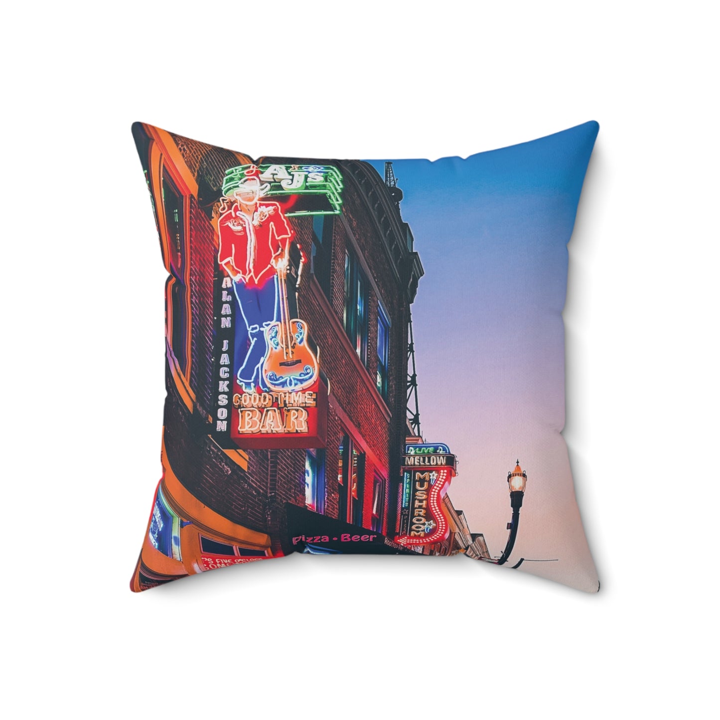 "Aj's Bar on Broadway" Nashville, TN Photography Pillow