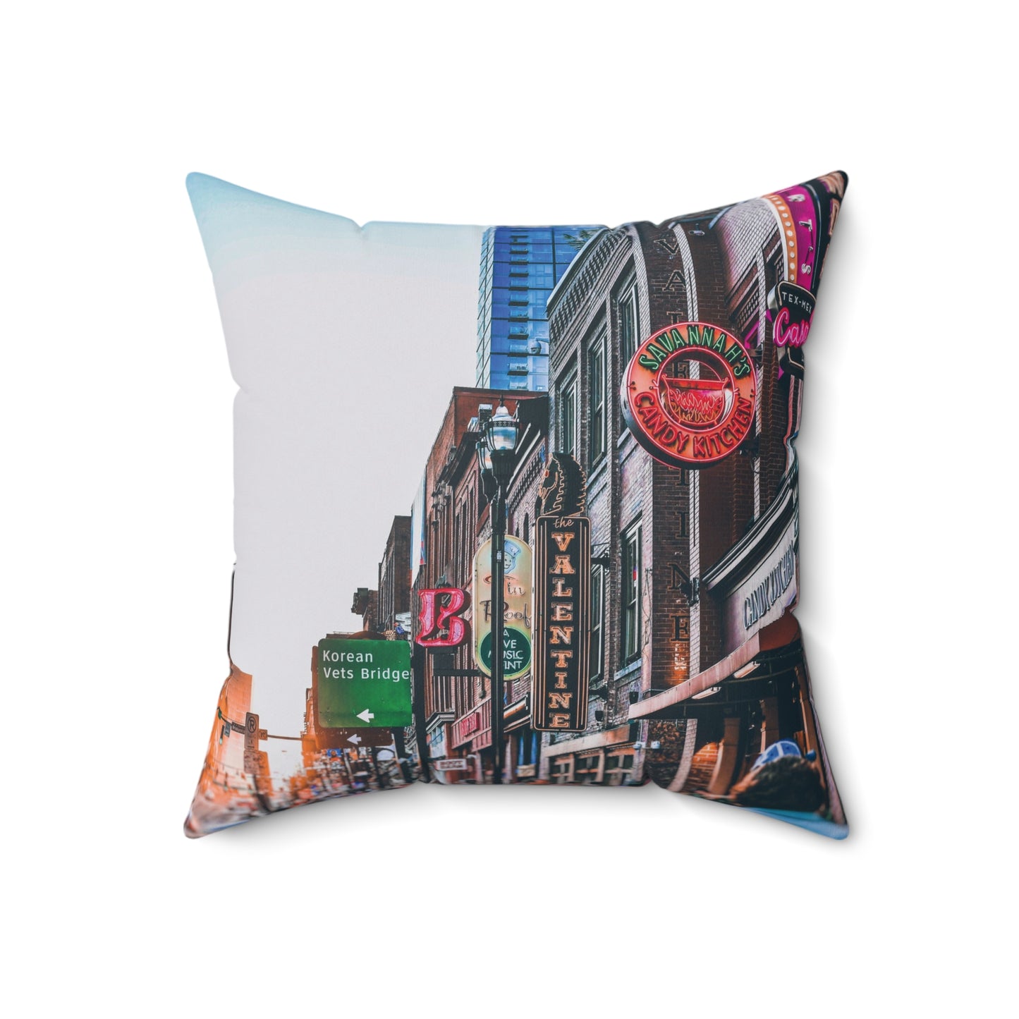 "Broadway Lights" Nashville, TN Photography Pillow