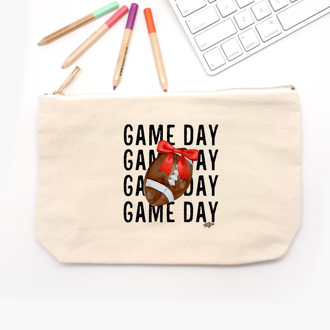 Game Day Football Canvas Zip Pouch