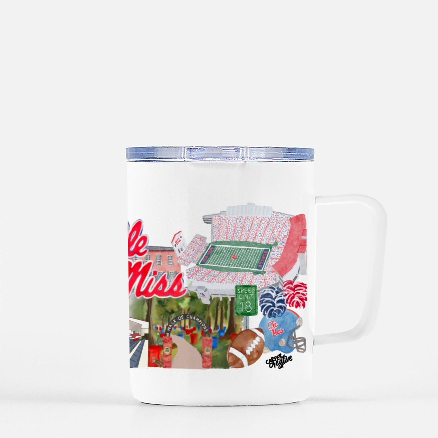 Ole Miss Landmarks Travel Mug w/ Lid 10 oz.