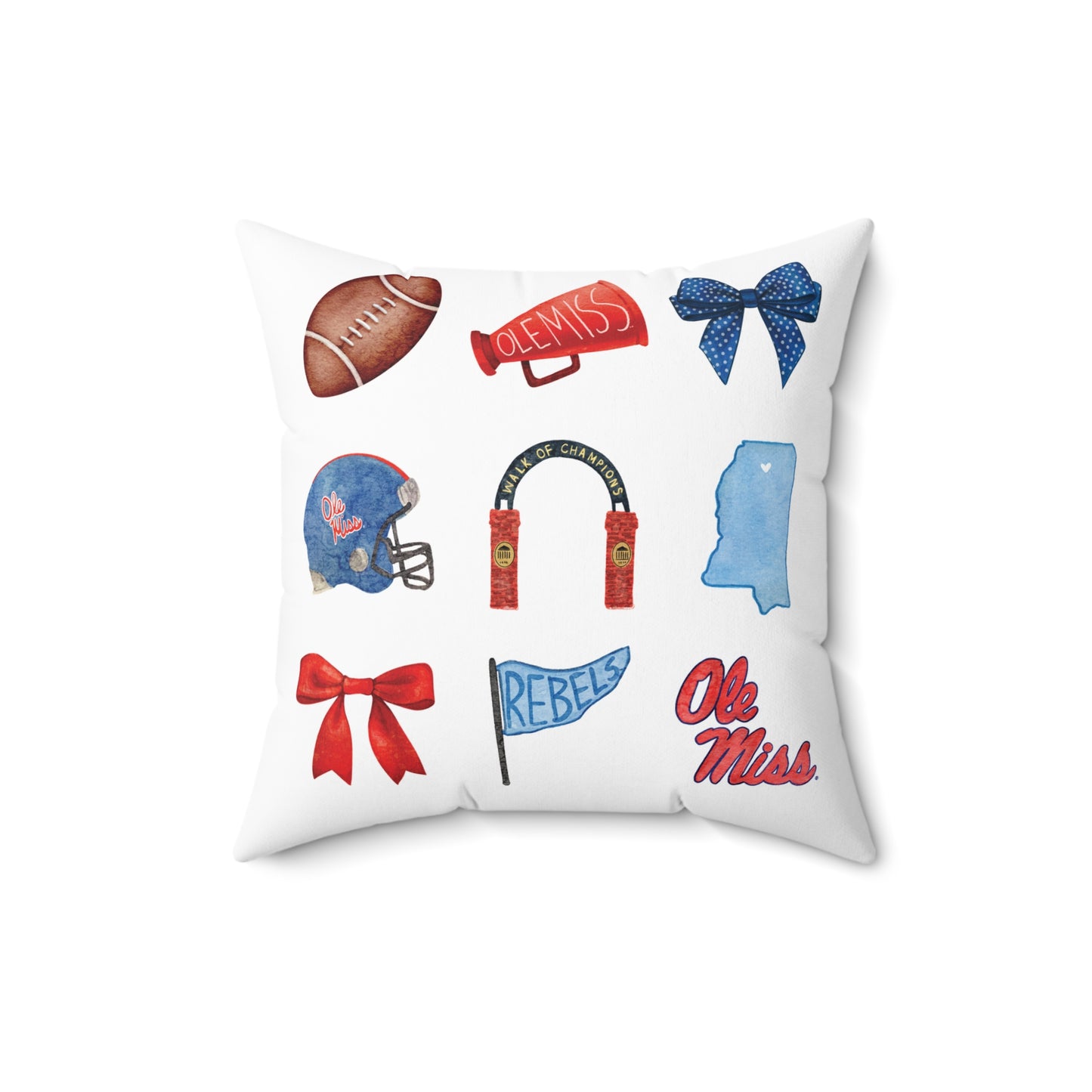 Ole Miss Football Graphics Square Pillow