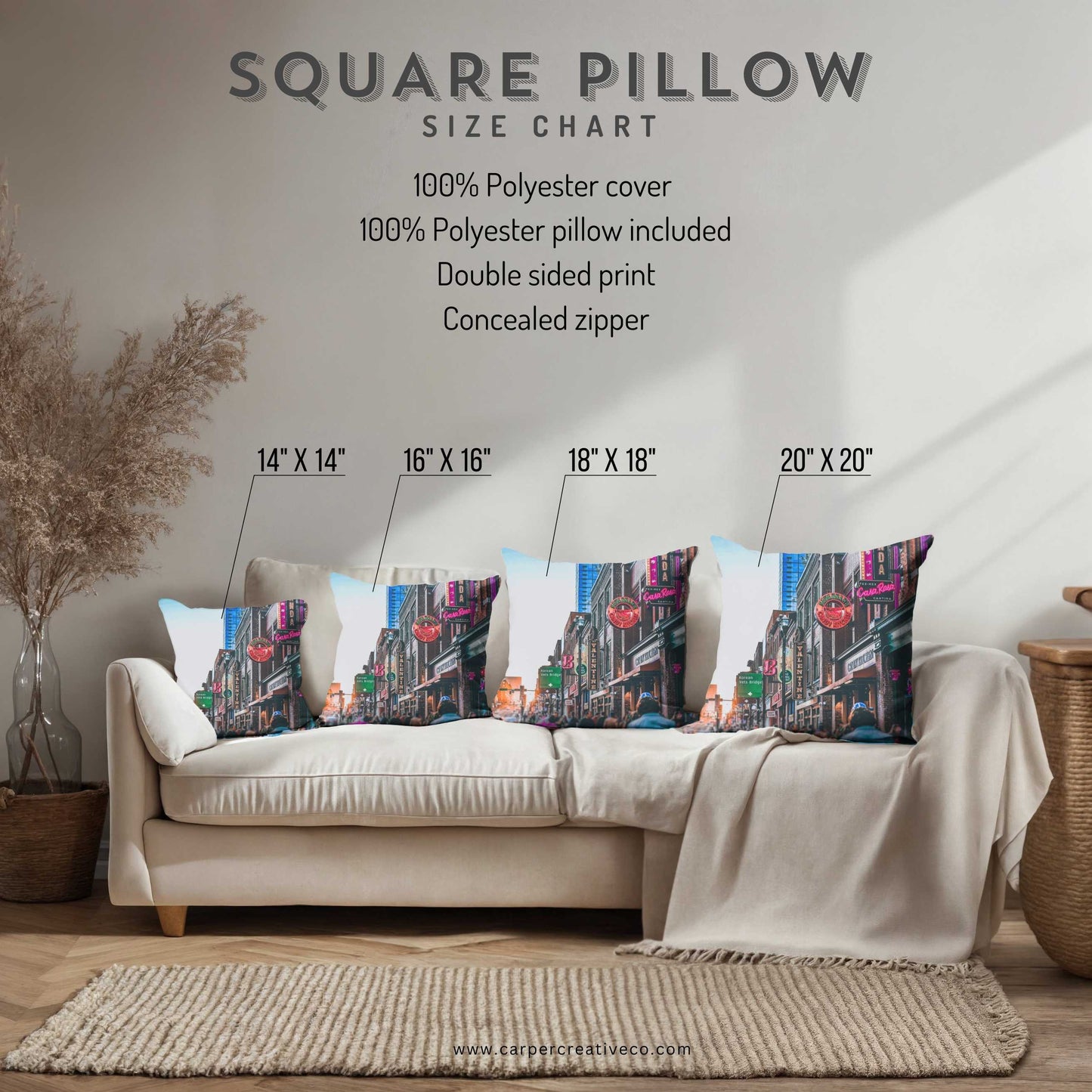 "Broadway Lights" Nashville, TN Photography Pillow