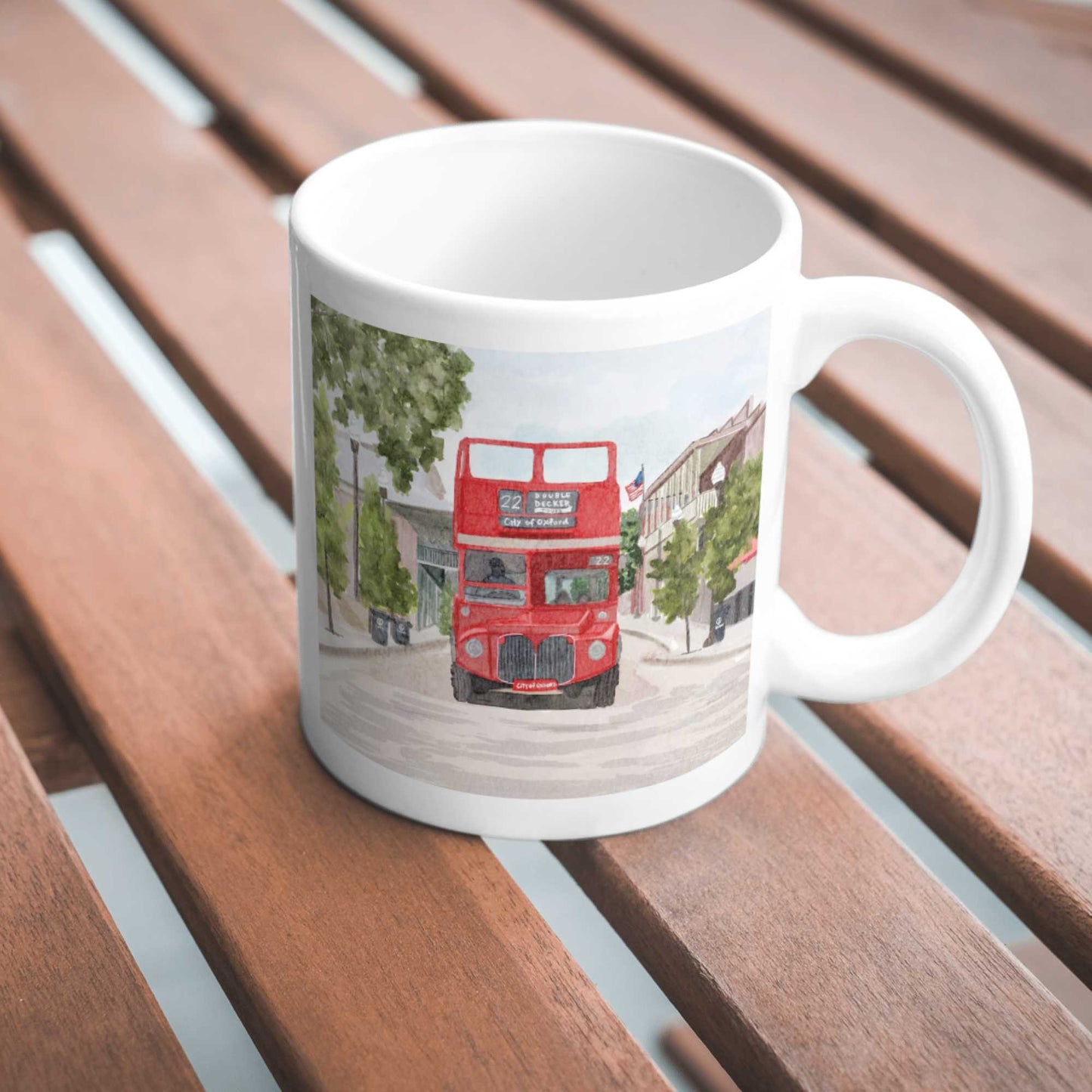 "Double Decker Tours" Oxford, MS Watercolor Art Mug