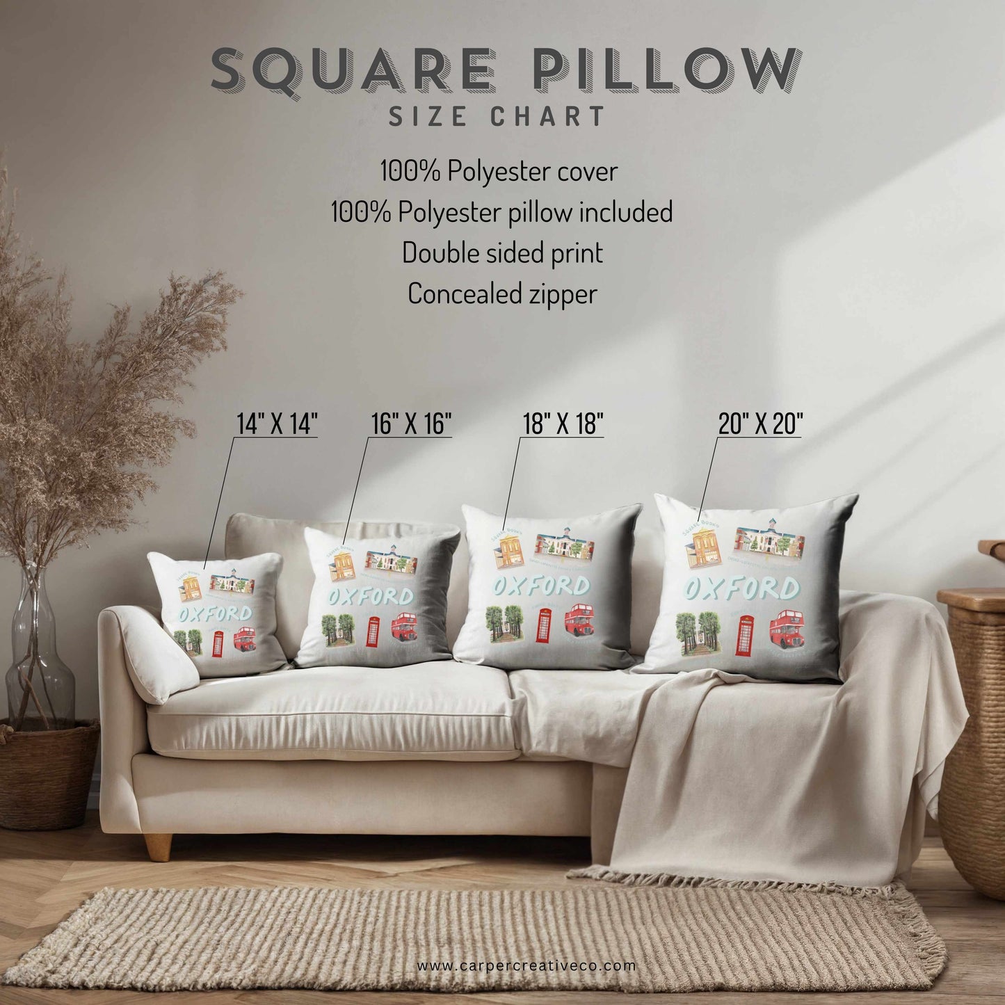 Oxford MS Landmarks Watercolor Art Pillow