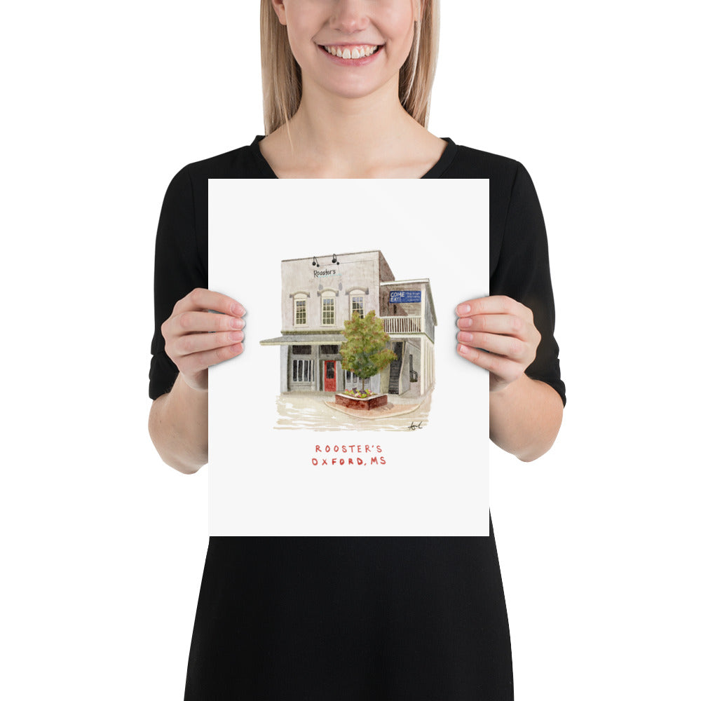 Rooster's Oxford MS Watercolor Art Print