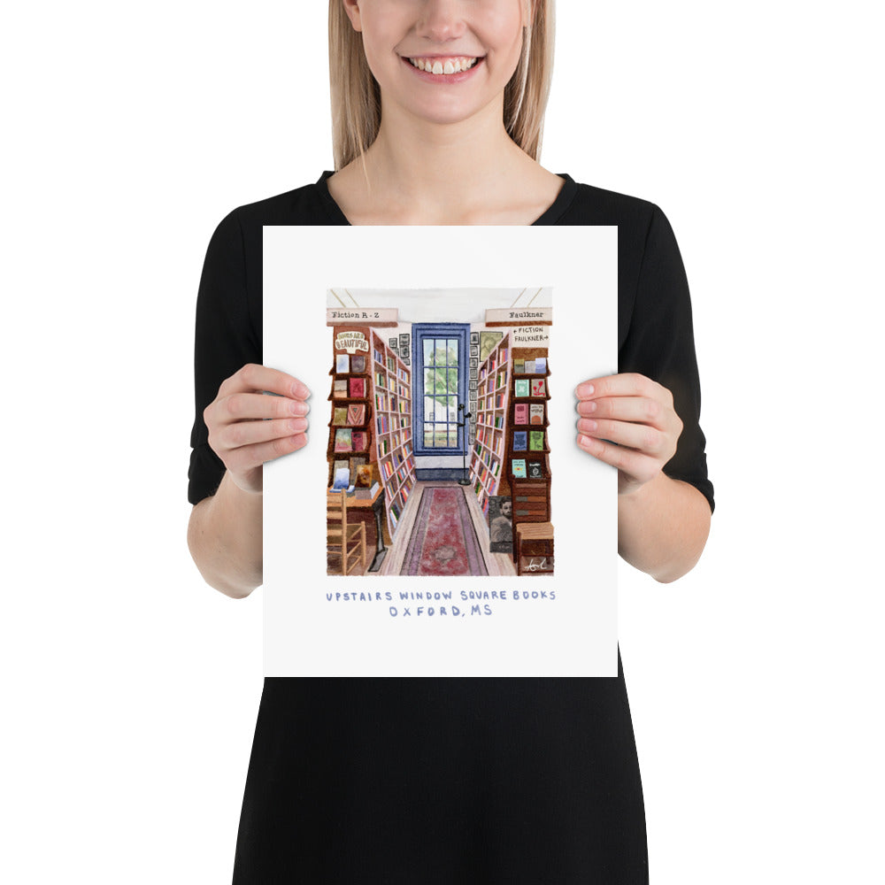 Upstairs Window Square Books Oxford MS Watercolor Art Print