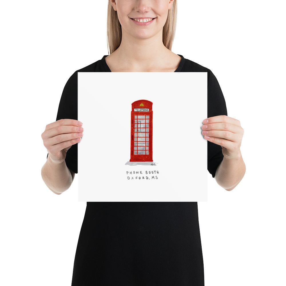 Telephone Booth Oxford MS Watercolor Art Print