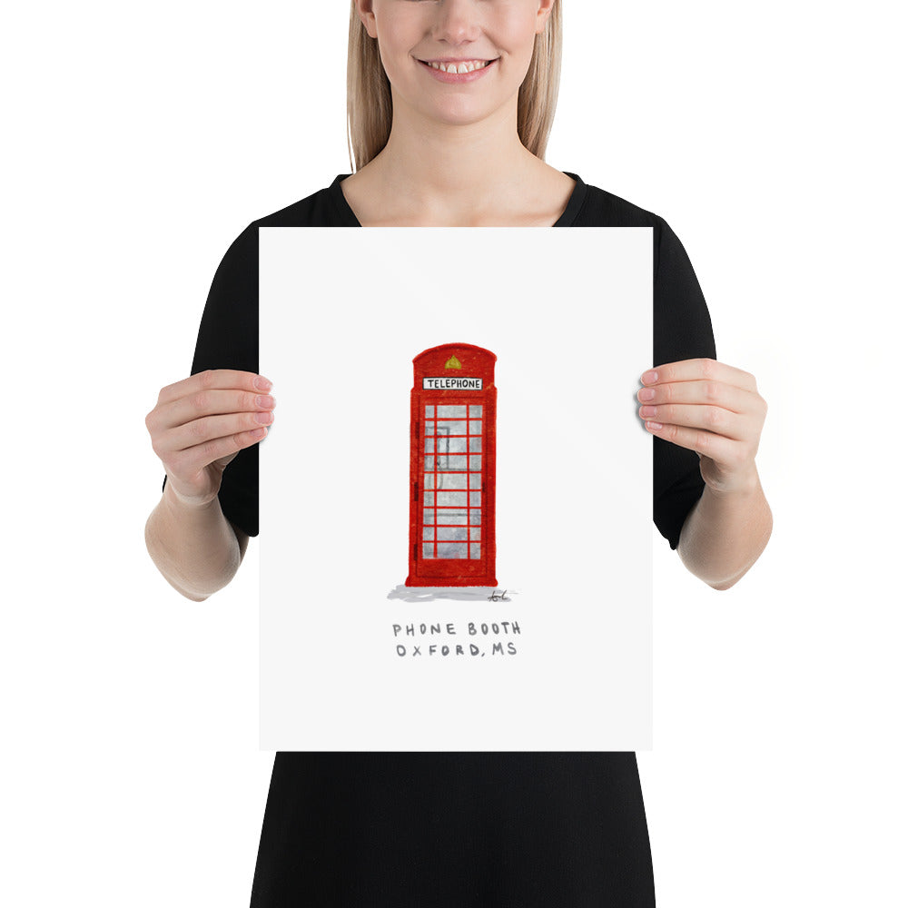 Telephone Booth Oxford MS Watercolor Art Print