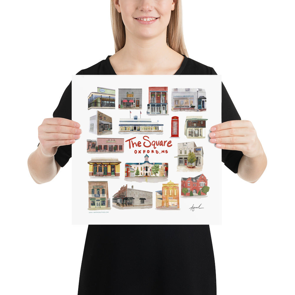 The Square Collage Oxford MS Watercolor Art Print