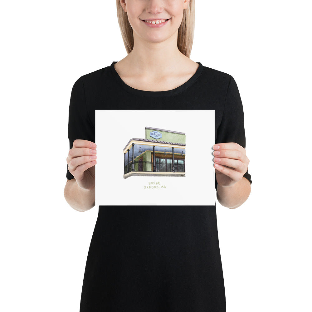 Boure Restaurant Oxford MS Watercolor Art Print
