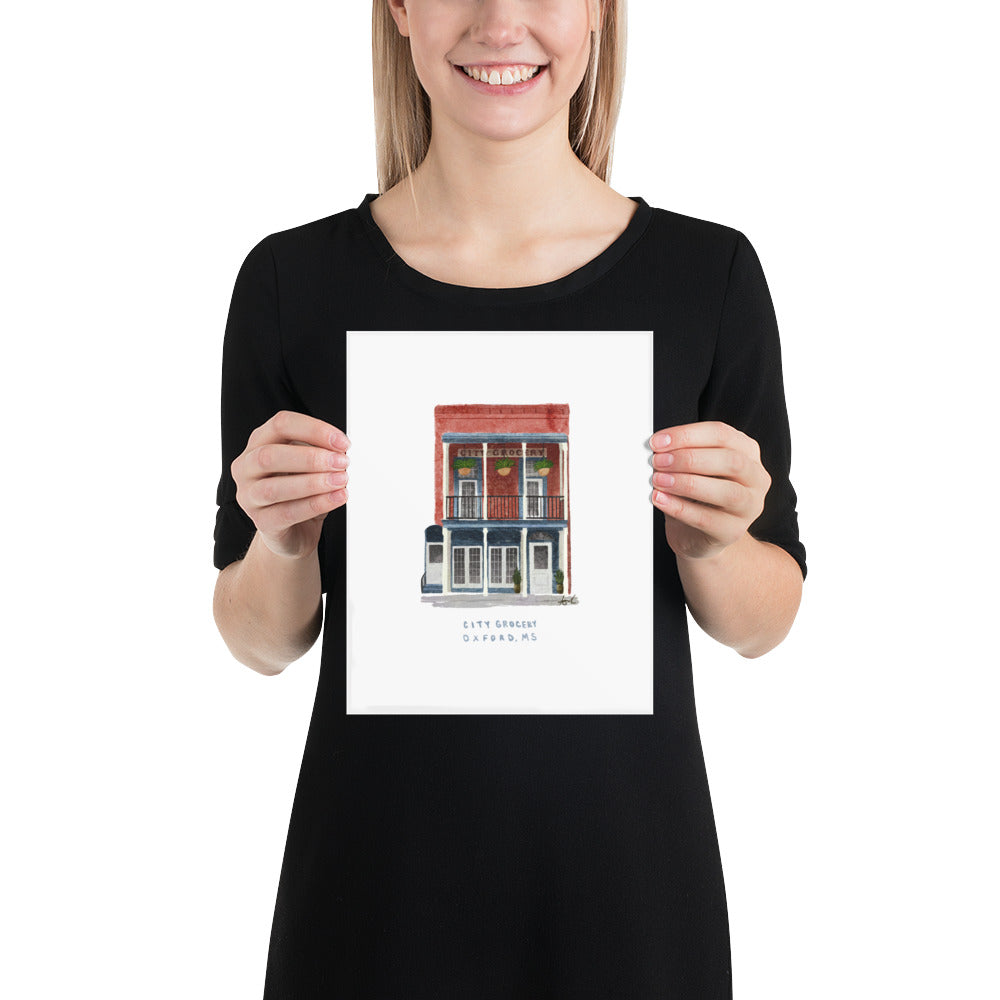 City Grocery Oxford MS Watercolor Art Print