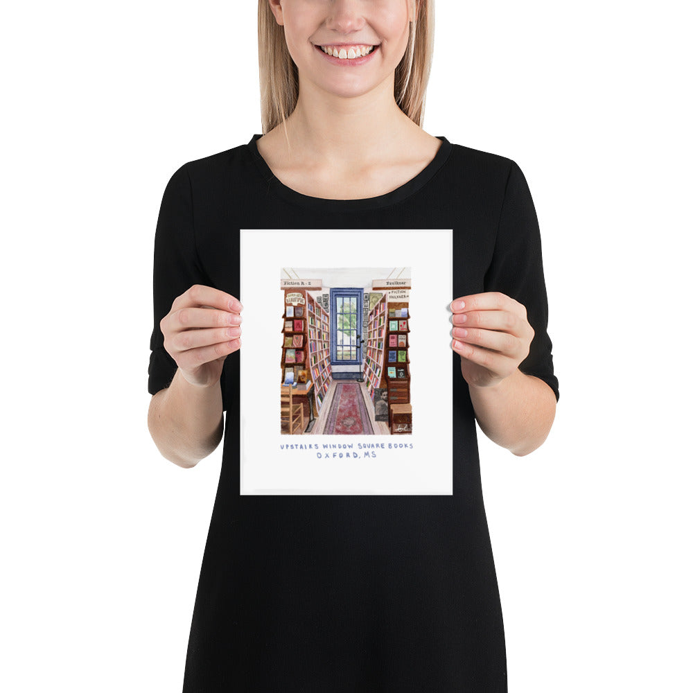 Upstairs Window Square Books Oxford MS Watercolor Art Print