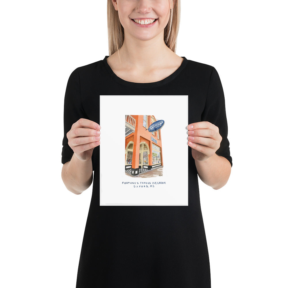 Fortune's Famous Ice Cream Oxford MS Watercolor Art Print