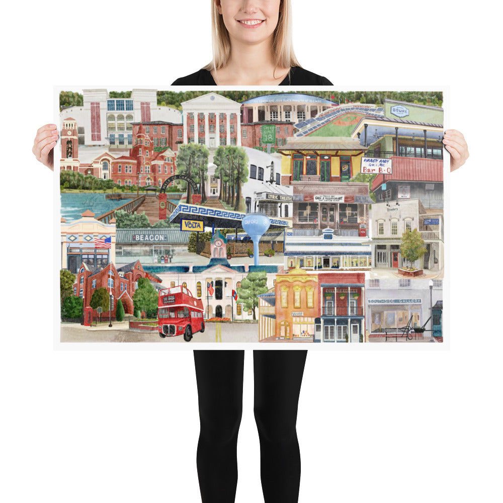 Oxford Mississippi Landmark Collage Art Print