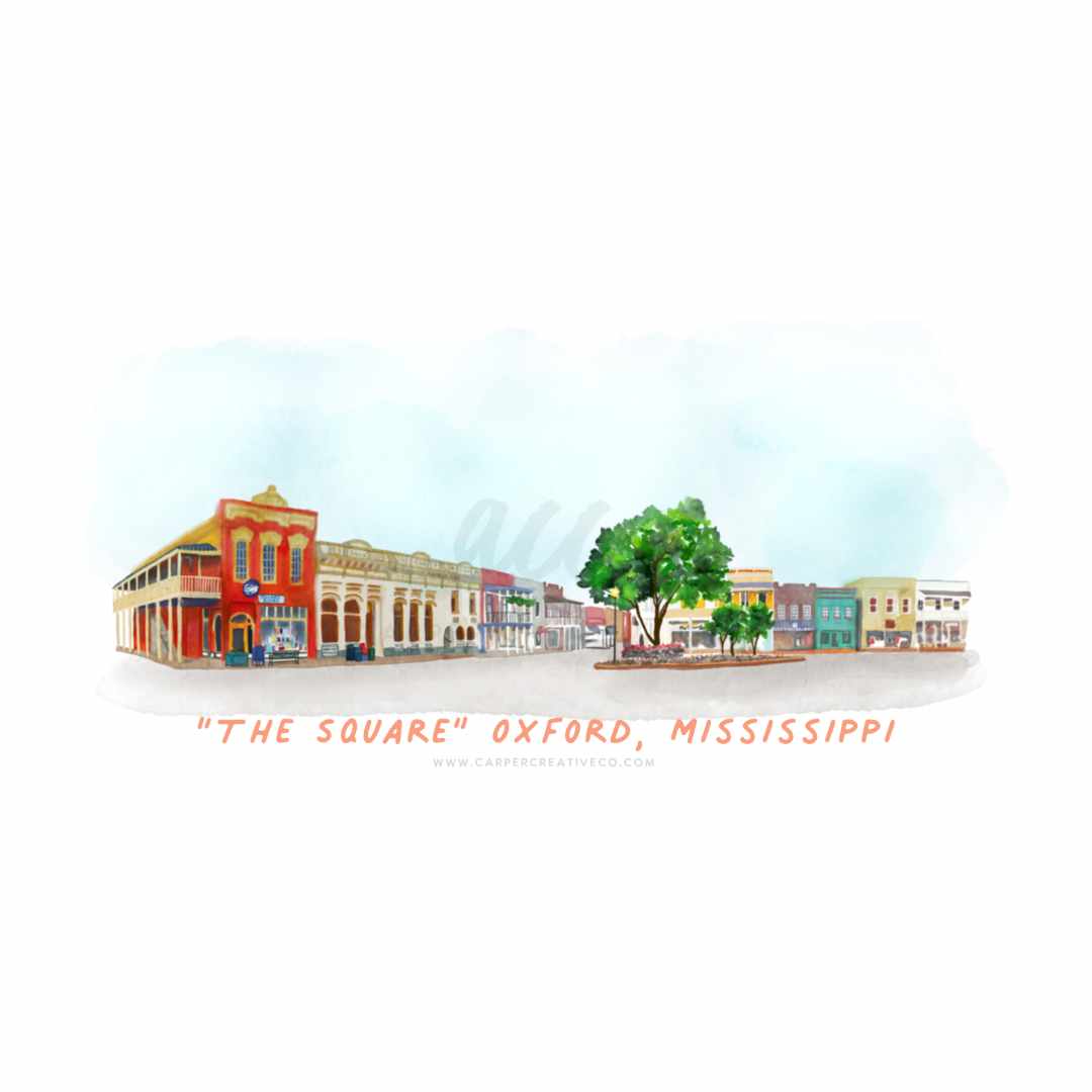 The Square Pano Oxford MS Watercolor Art Lumbar Pillow