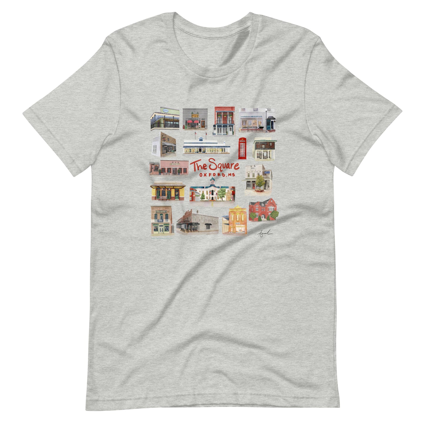 The Square Collage Oxford MS Watercolor Art T-Shirt - Bella + Canvas