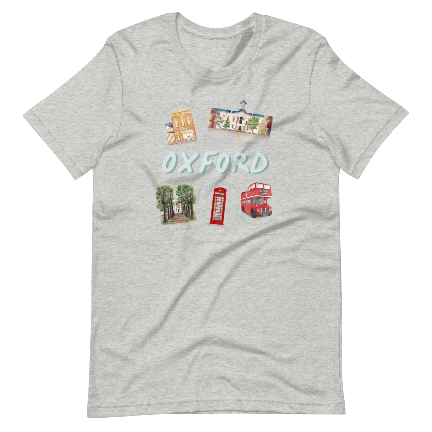 Oxford MS Landmarks Watercolor Art T-shirt - Bella + Canvas