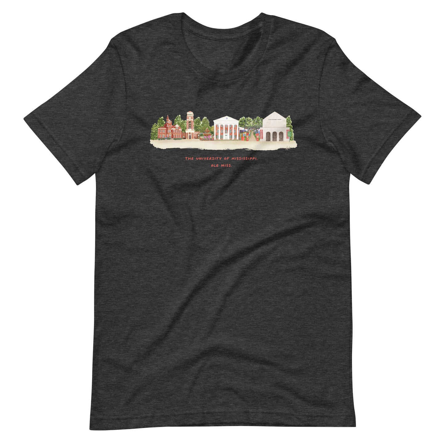 Ole Miss Watercolor Skyline Art T-shirt - Bella + Canvas