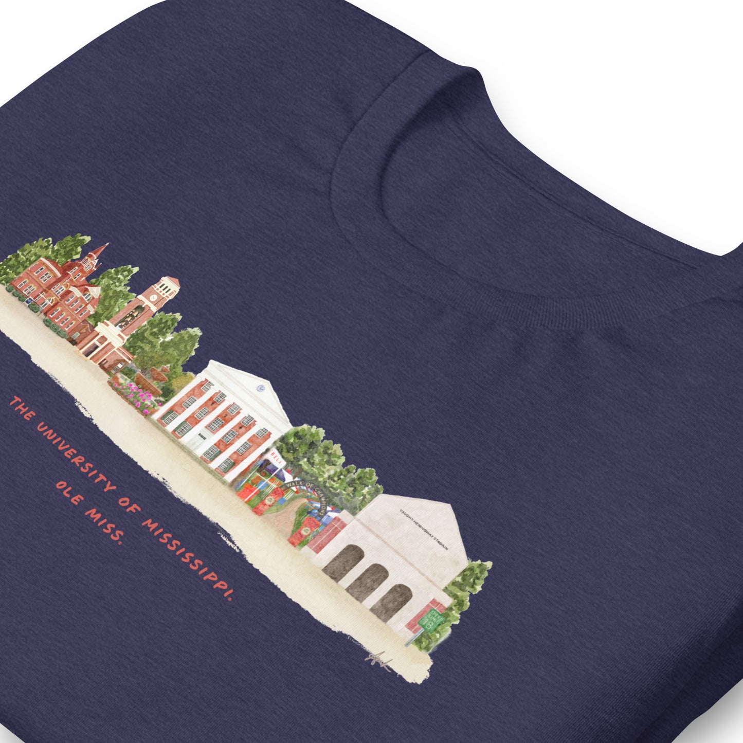 Ole Miss Watercolor Skyline Art T-shirt - Bella + Canvas