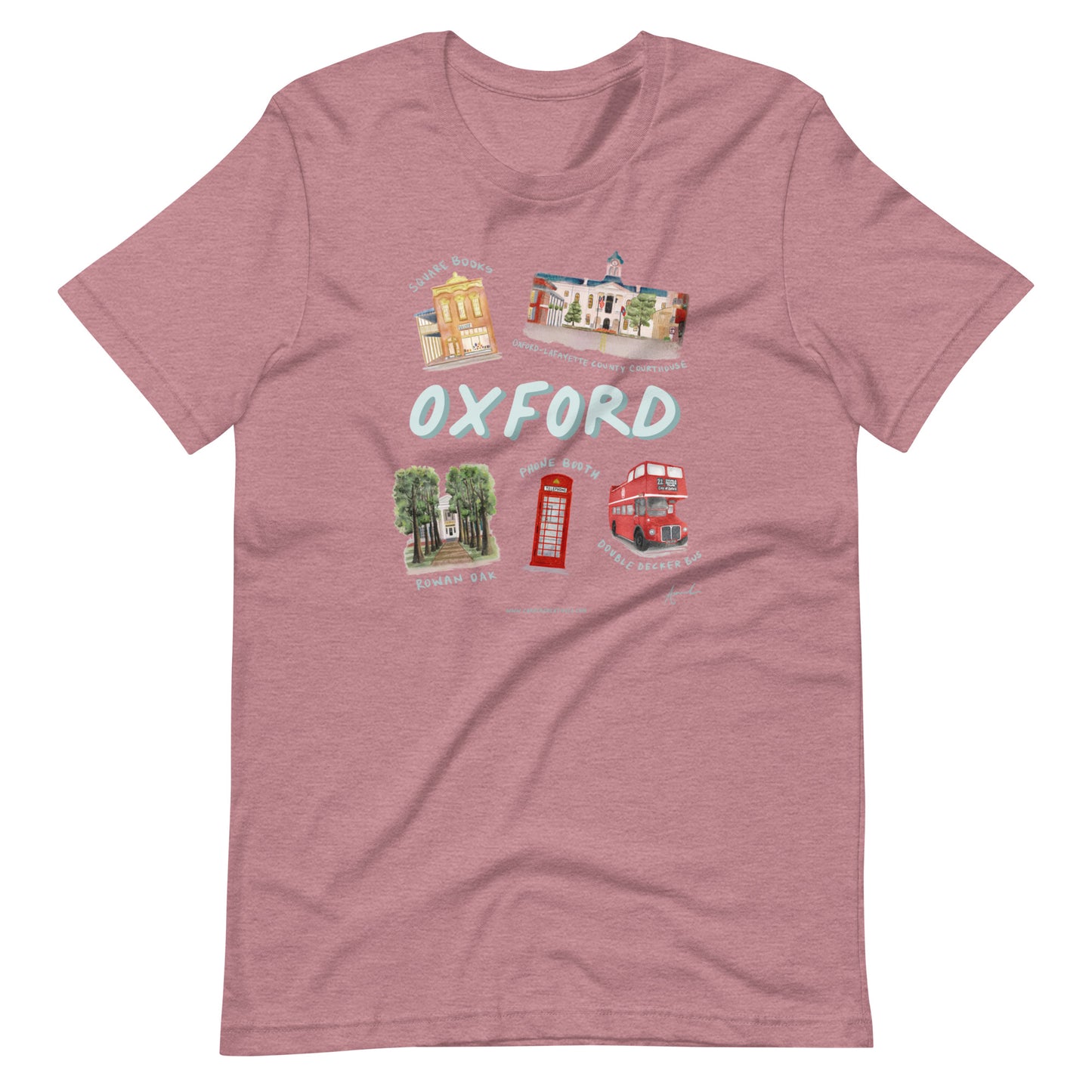 Oxford MS Landmarks Watercolor Art T-shirt - Bella + Canvas
