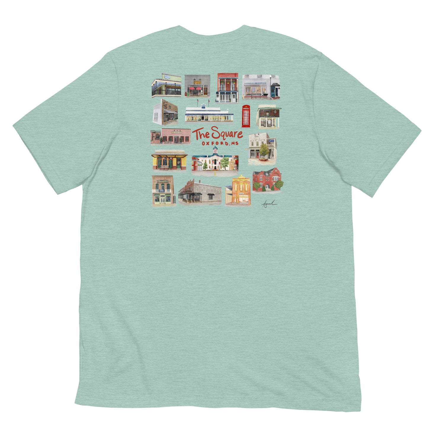 The Square Oxford Mississippi Watercolor Art T-shirt - Bella + Canvas