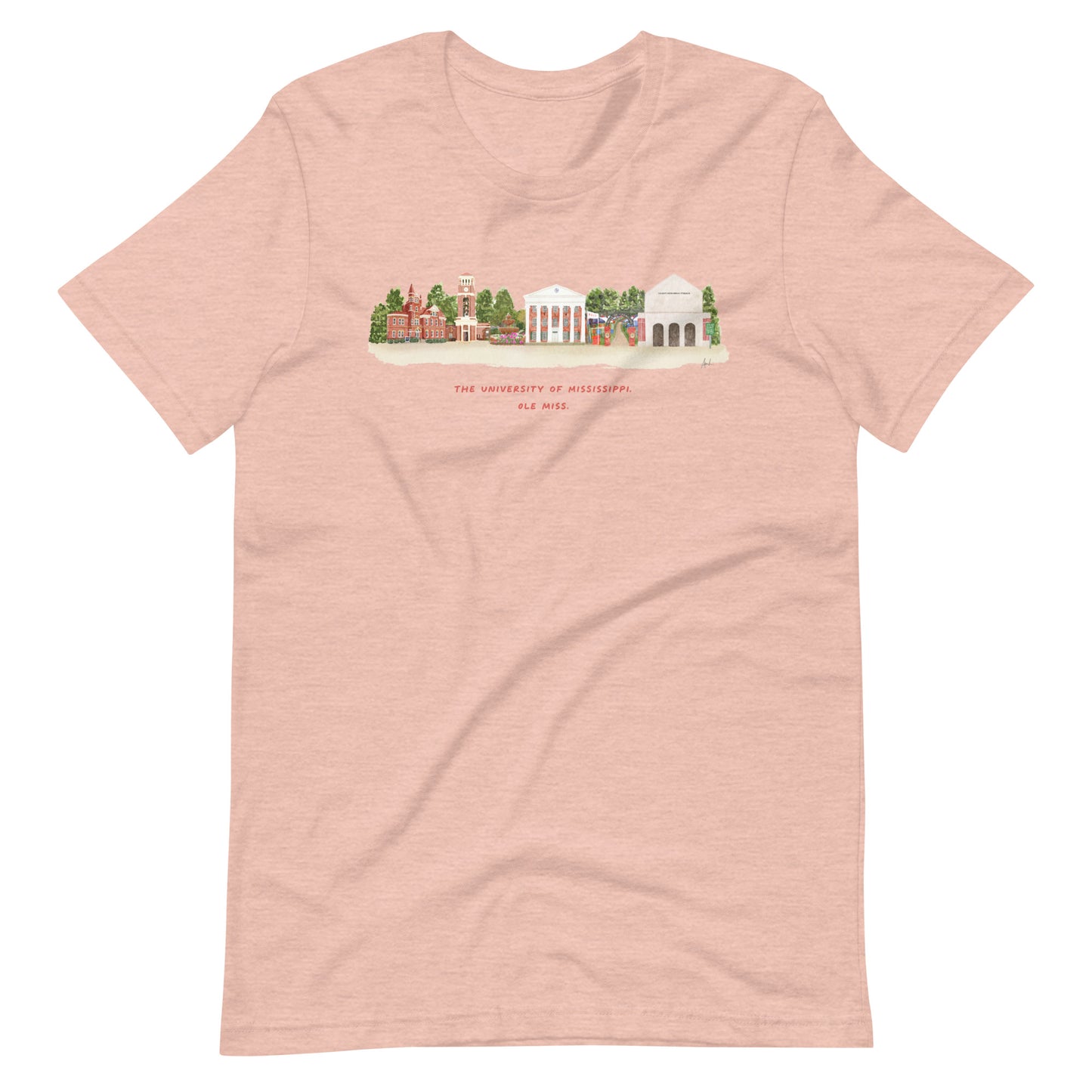 Ole Miss Watercolor Skyline Art T-shirt - Bella + Canvas
