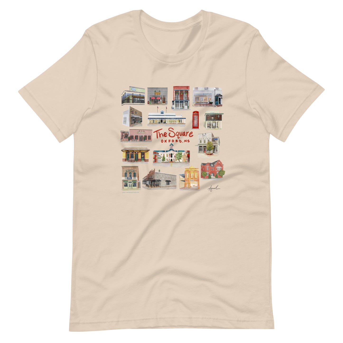 The Square Collage Oxford MS Watercolor Art T-Shirt - Bella + Canvas