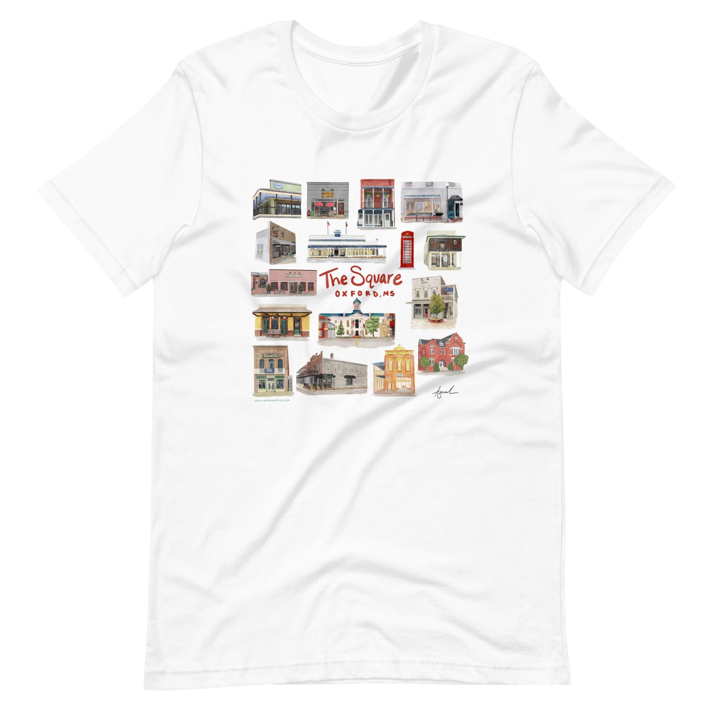 The Square Collage Oxford MS Watercolor Art T-Shirt - Bella + Canvas
