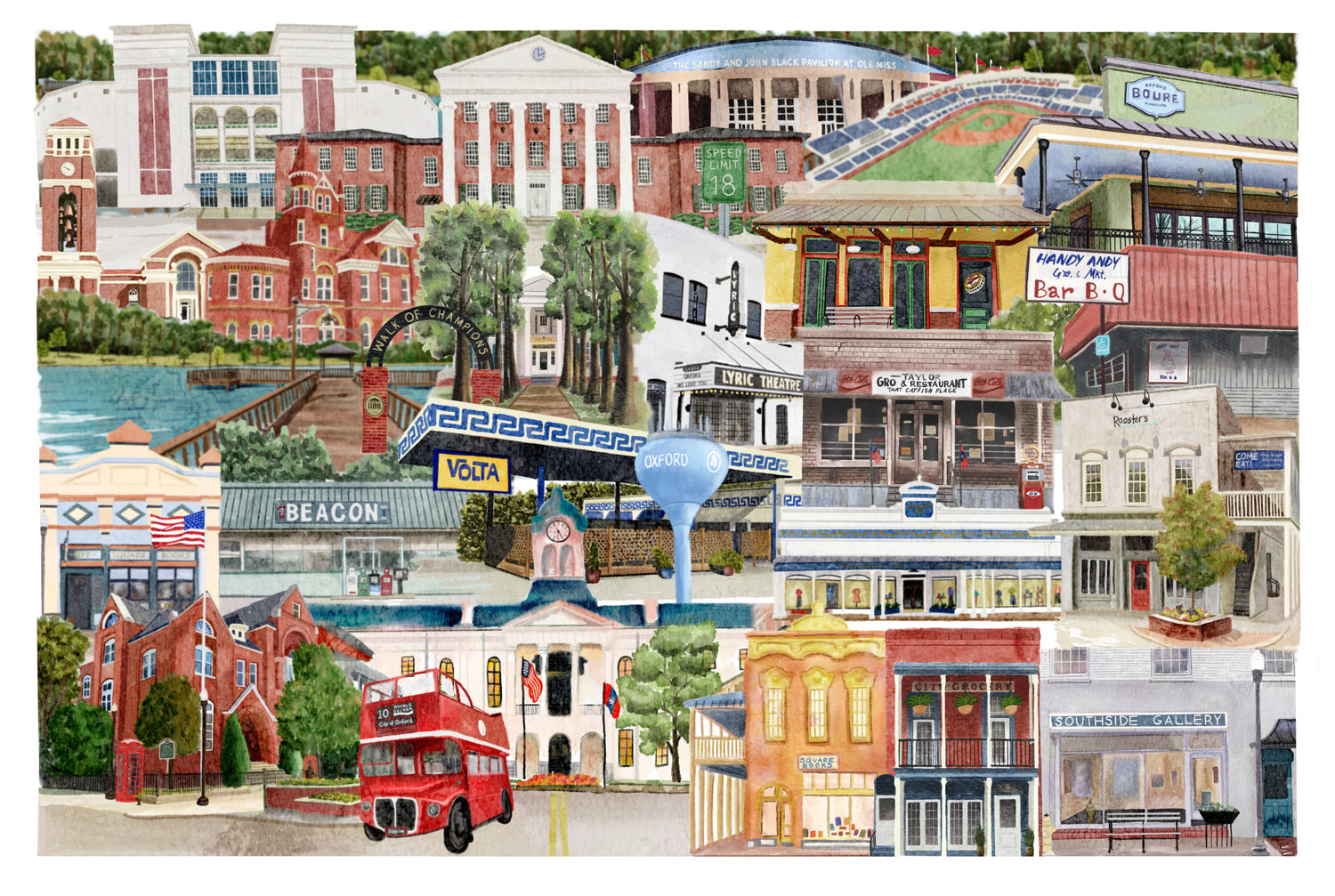 Oxford Mississippi Landmarks Collage