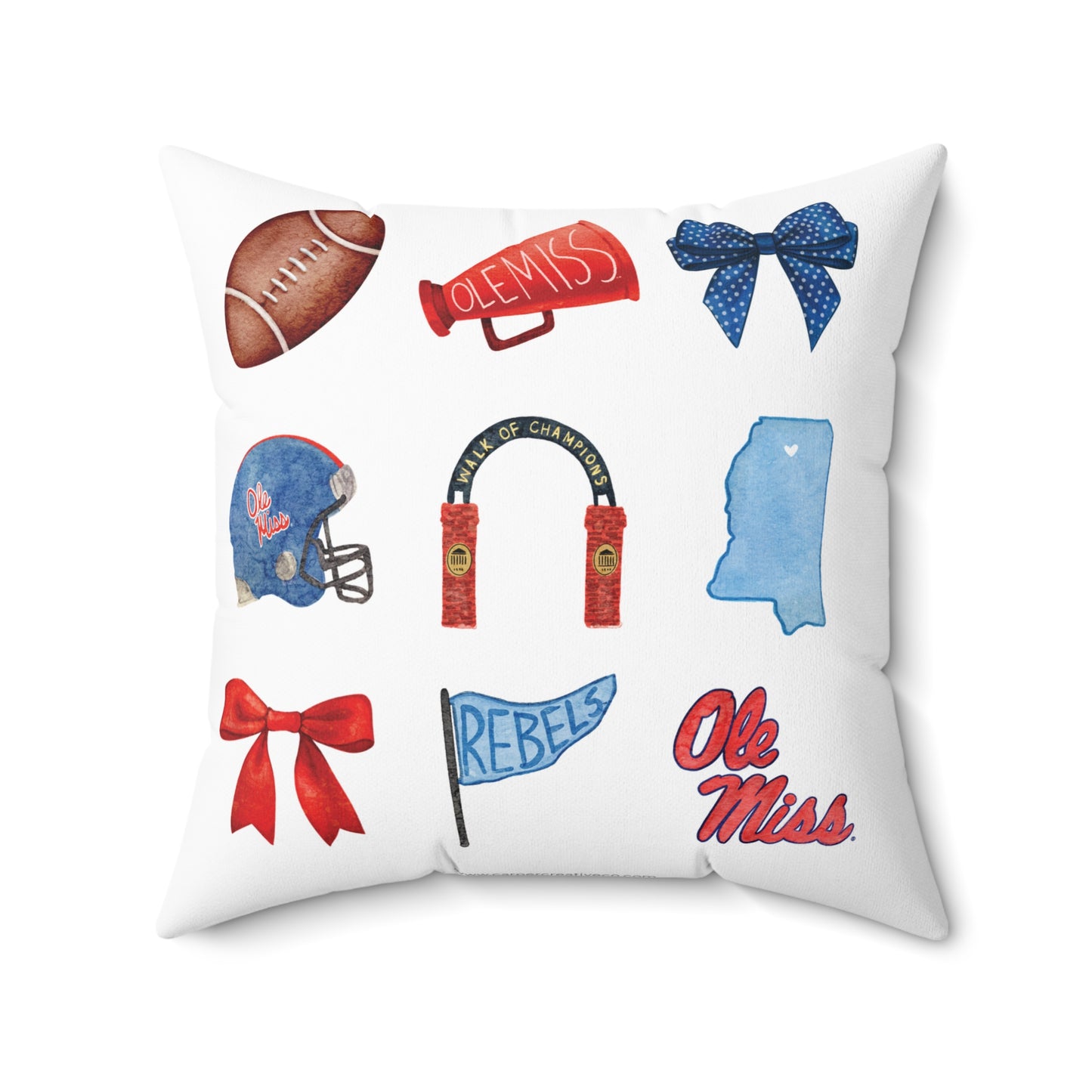 Ole Miss Football Graphics Square Pillow