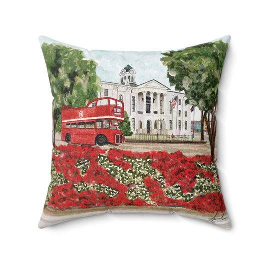 Courthouse Square Double Decker Oxford MS Watercolor Art Pillow