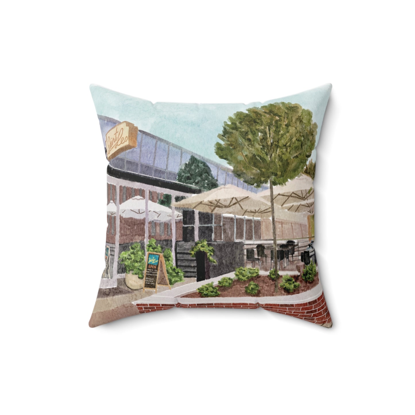 Saint Leo Restaurant Oxford MS Watercolor Art Pillow