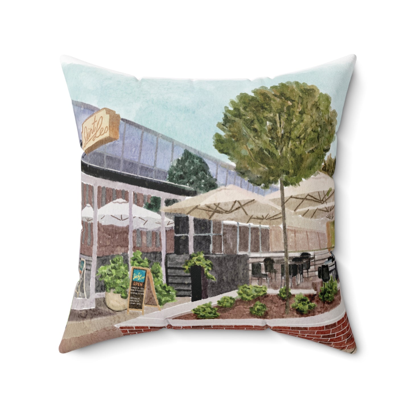 Saint Leo Restaurant Oxford MS Watercolor Art Pillow