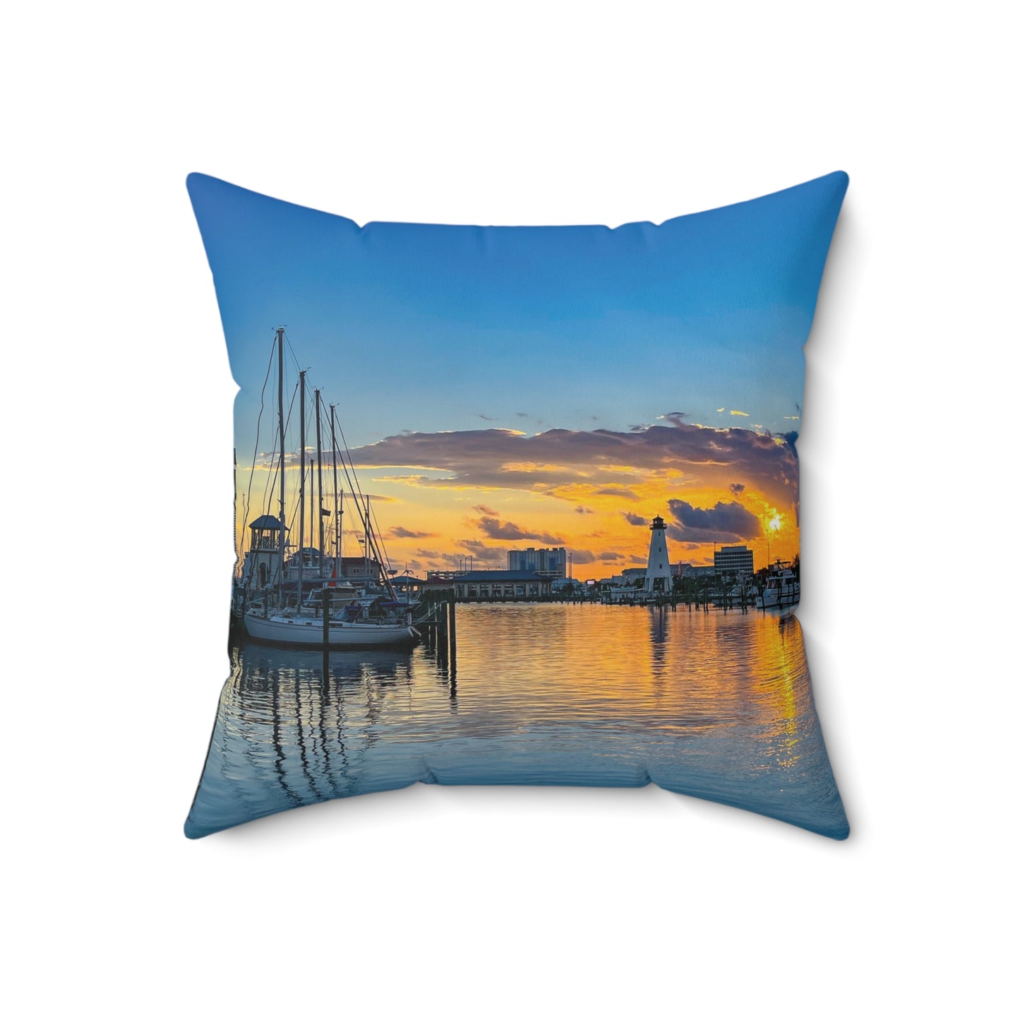 "Blue Sunset" Gulfport, MS Photography Pillow