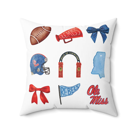 Ole Miss Football Graphics Square Pillow