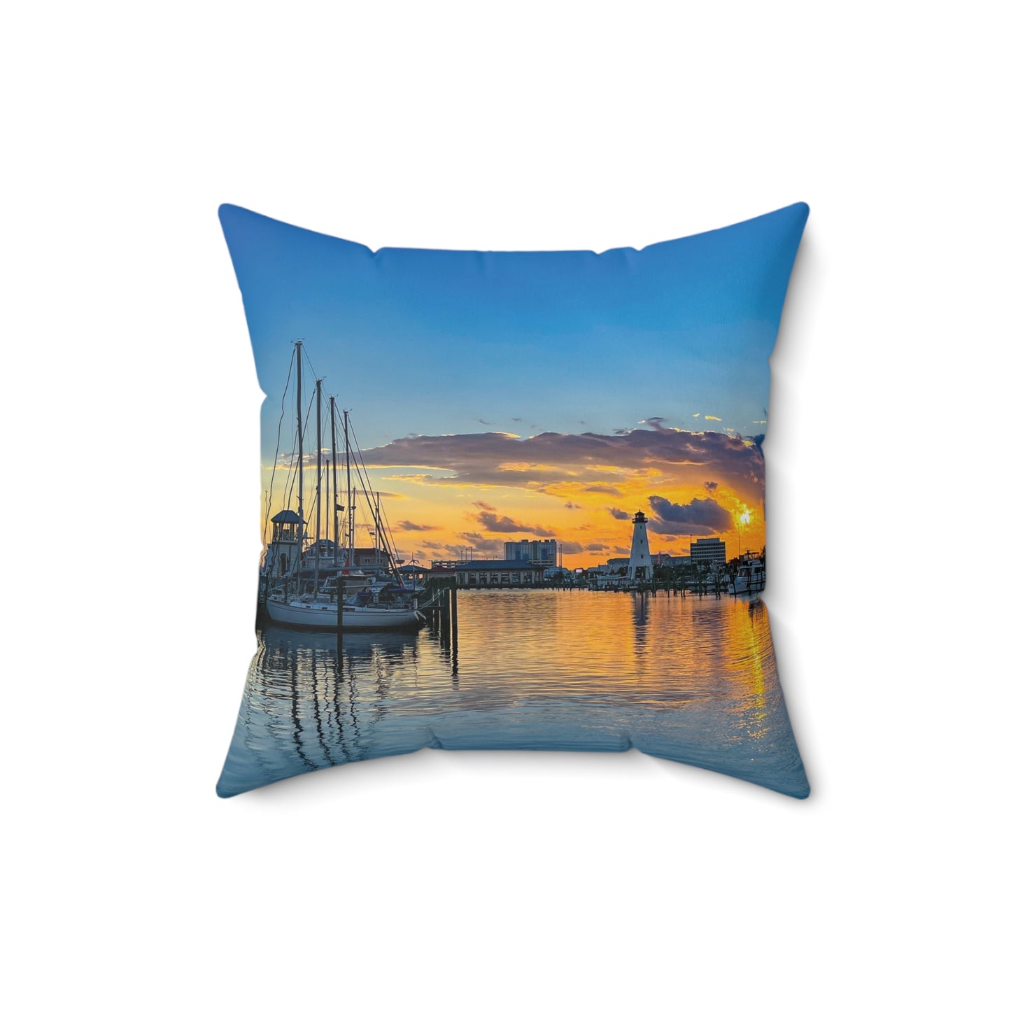 "Blue Sunset" Gulfport, MS Photography Pillow