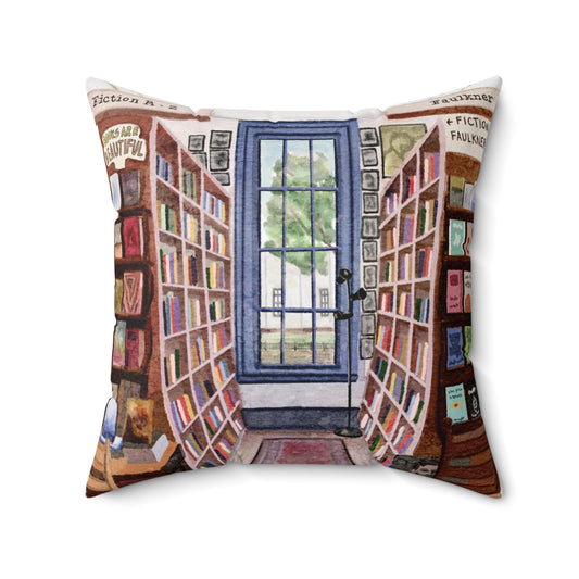 Upstairs Window Square Books Oxford MS Watercolor Art Pillow