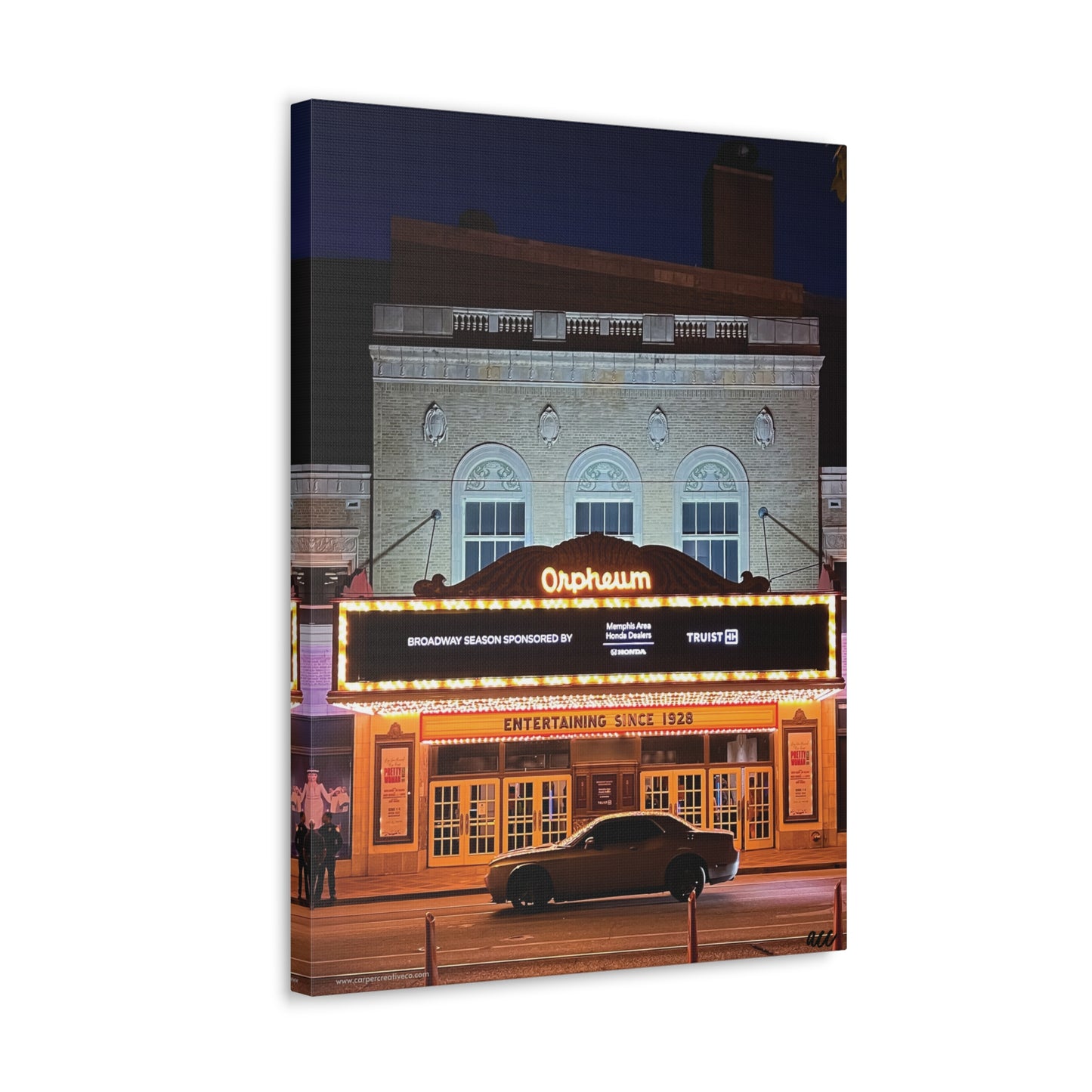 "Orpheum Theater Nightlife" Memphis, TN Photography Canvas Gallery Wrap