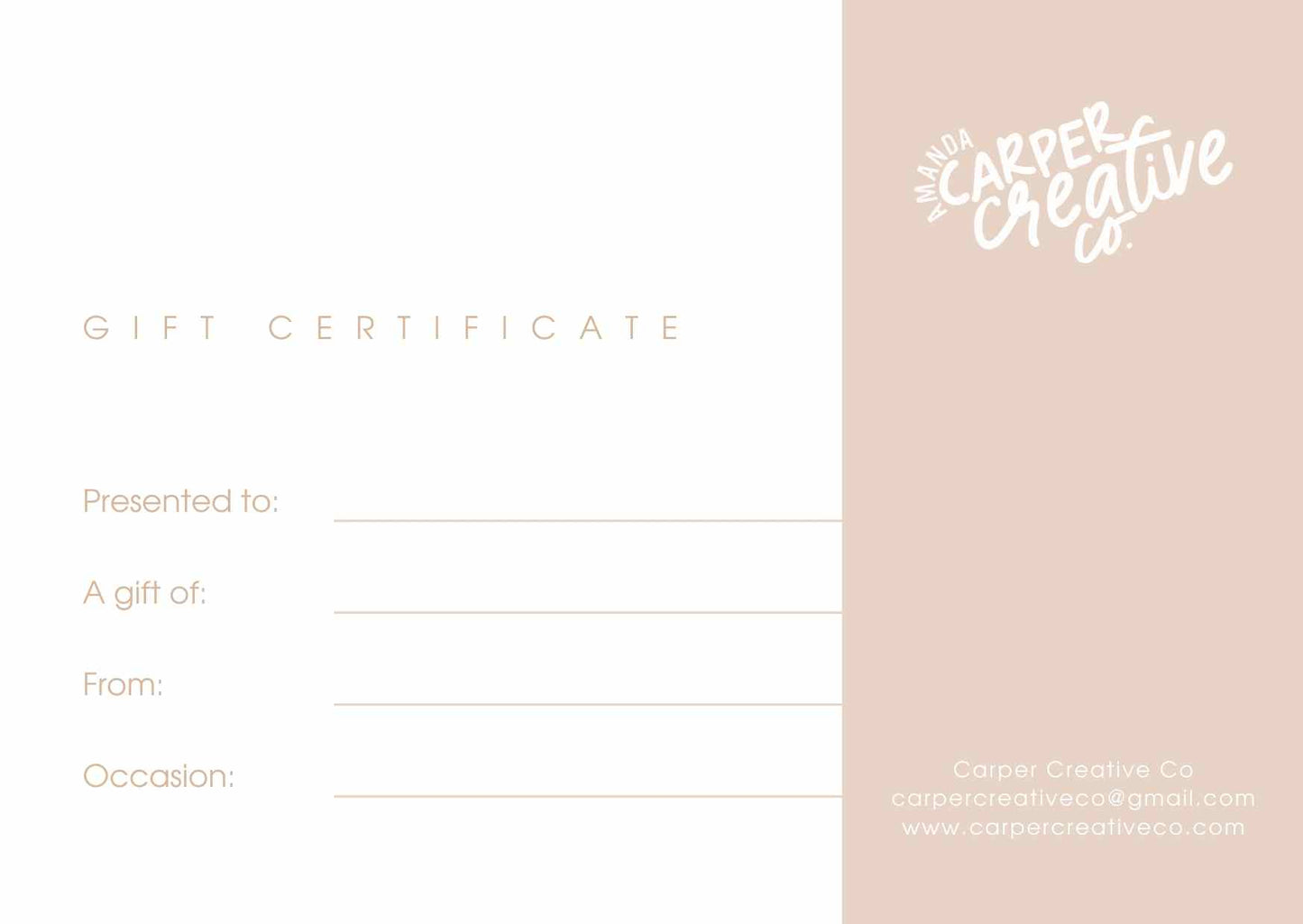 Carper Creative Co. Gift Certificate