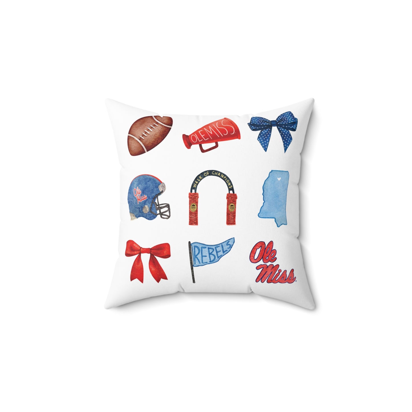 Ole Miss Football Graphics Square Pillow