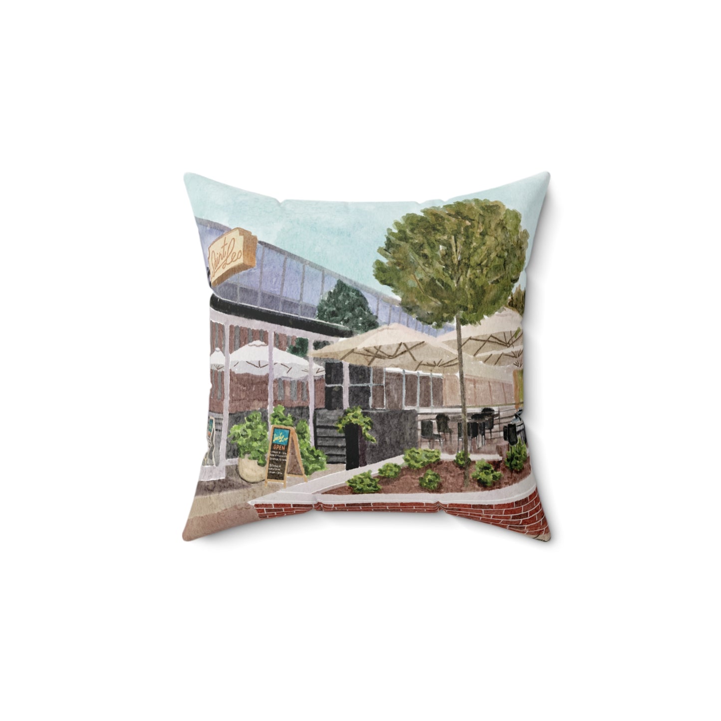 Saint Leo Restaurant Oxford MS Watercolor Art Pillow