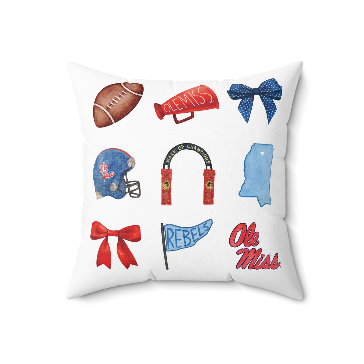 Ole Miss Football Graphics Square Pillow