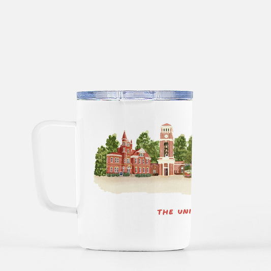 Ole Miss Skyline Watercolor Travel Mug w/ Lid 10 oz.