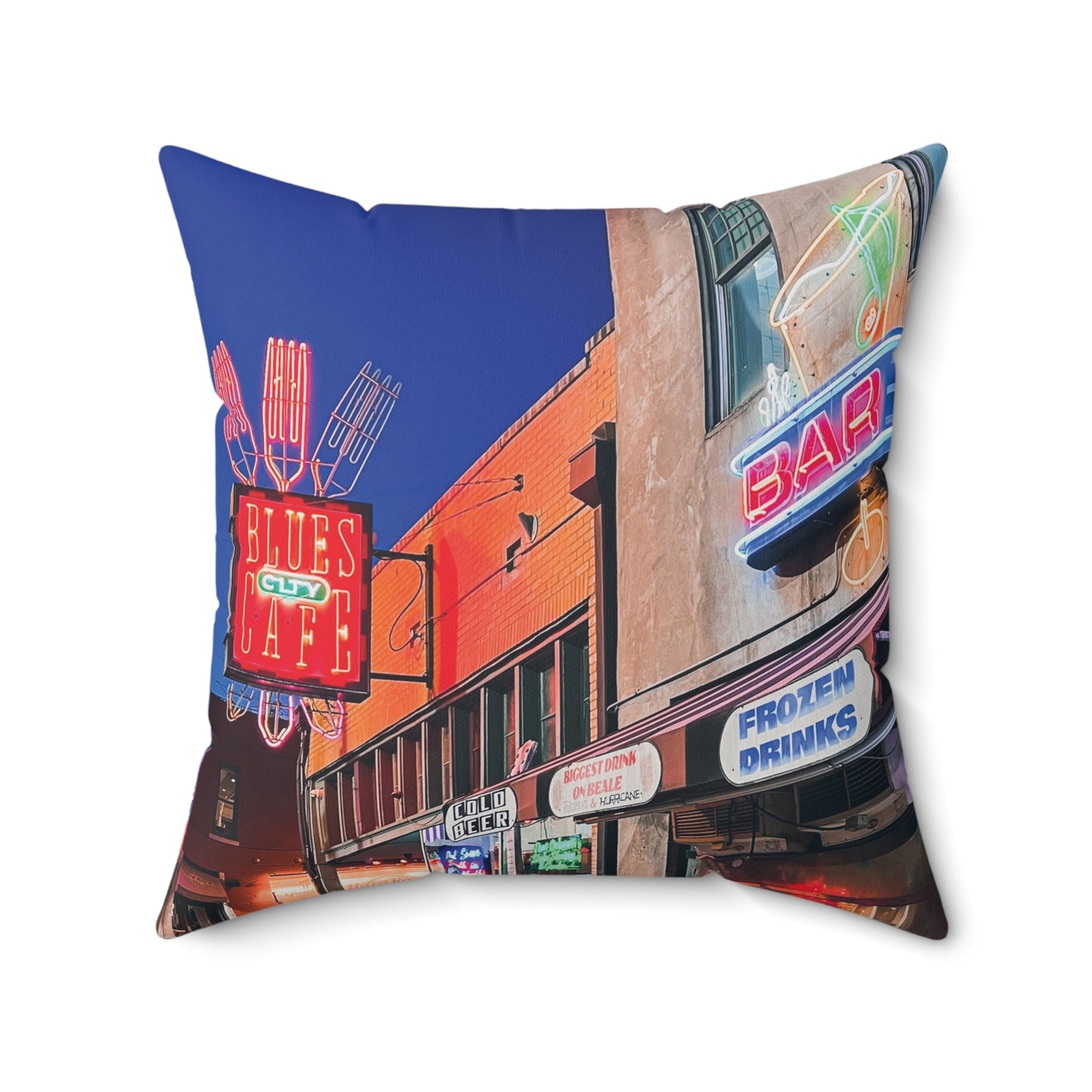 "Neon Lights" Memphis, TN Photography Pillow