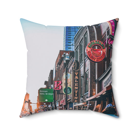 "Broadway Lights" Nashville, TN Photography Pillow