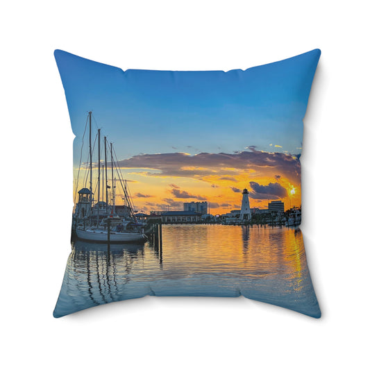 "Blue Sunset" Gulfport, MS Photography Pillow