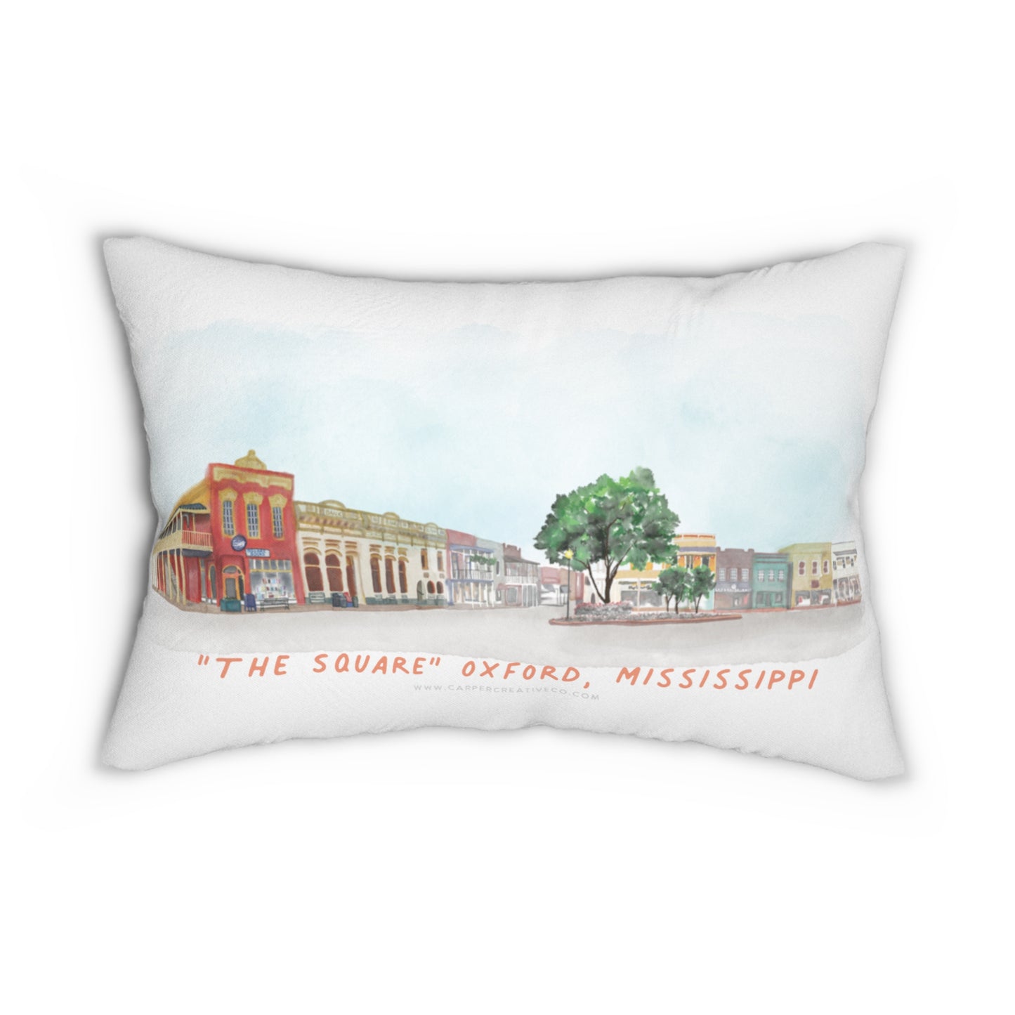 The Square Pano Oxford MS Watercolor Art Lumbar Pillow